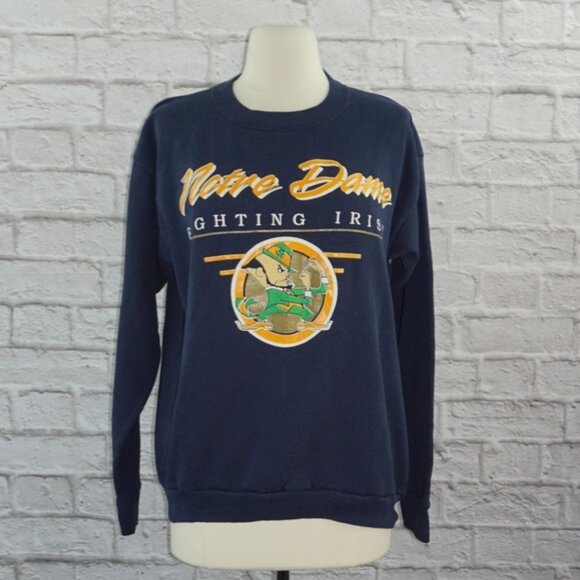 Vintage 90s Notre Dame Fighting Irish Sweatshirt Large - Picture 1 of 6